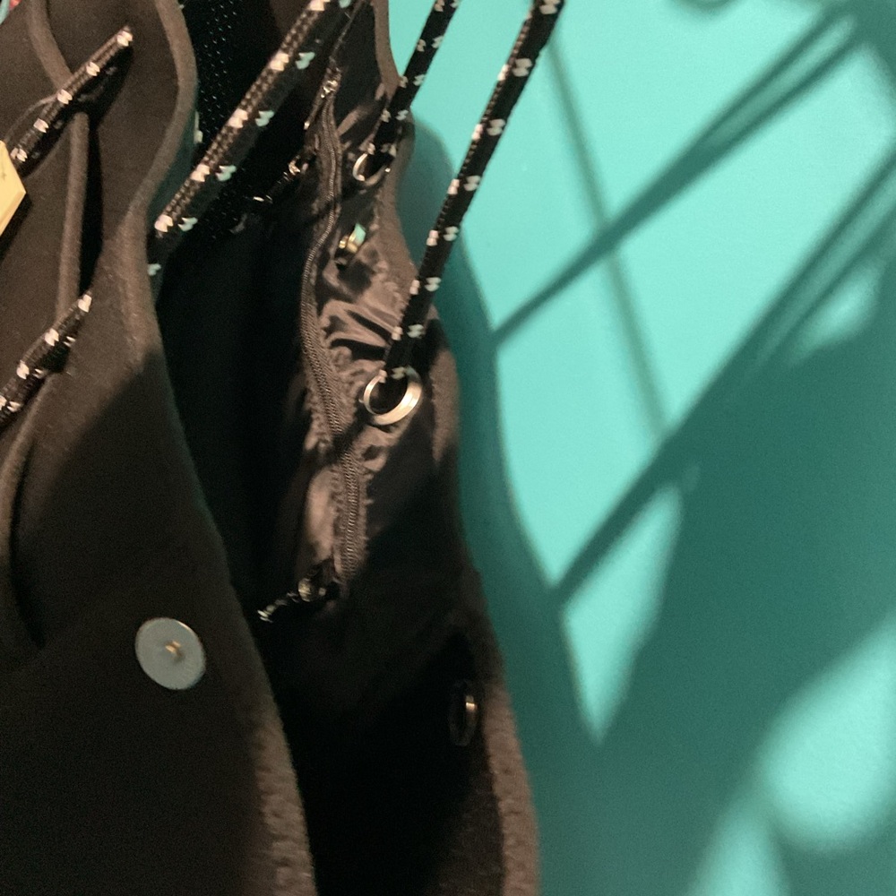 Black Drawstring Tote Bag with Rope Handles - Picture 3 of 4